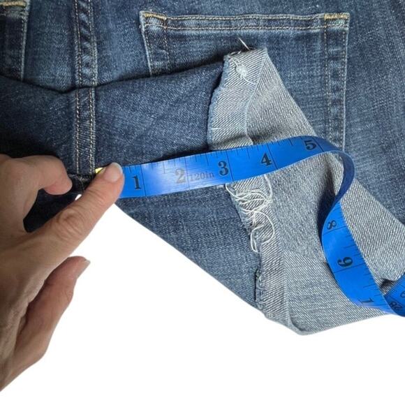J.Crew‎ Hipslung Denim Cutoff Shorts Women 6 Low Rise Raw Hem Distressed Blue - Picture 9 of 9